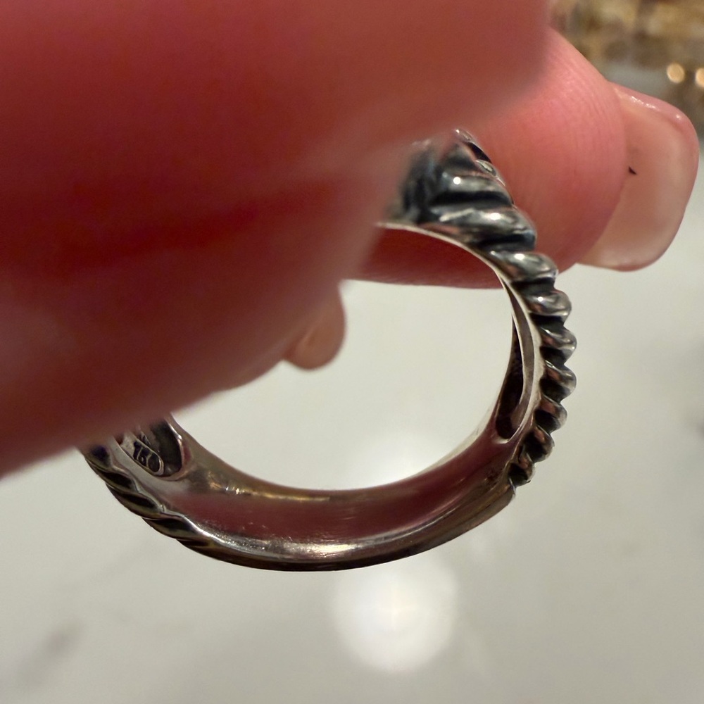 David Yurman Silver and Gold Ring with Morganite Stone size 8 - Picture 9 of 11